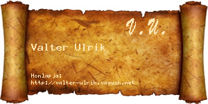Valter Ulrik névjegykártya